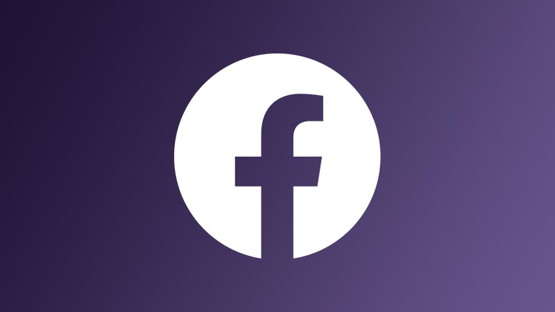 White Facebook logo on a gradient background